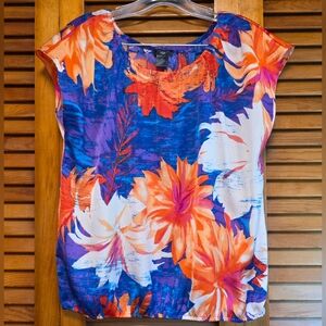 Ann Taylor Floral Sleeveless Blouse Size Petite M